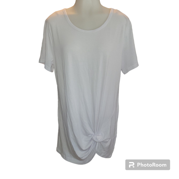 AJ Tops - Women's AJ White Knotted T-Shirt Size XL
